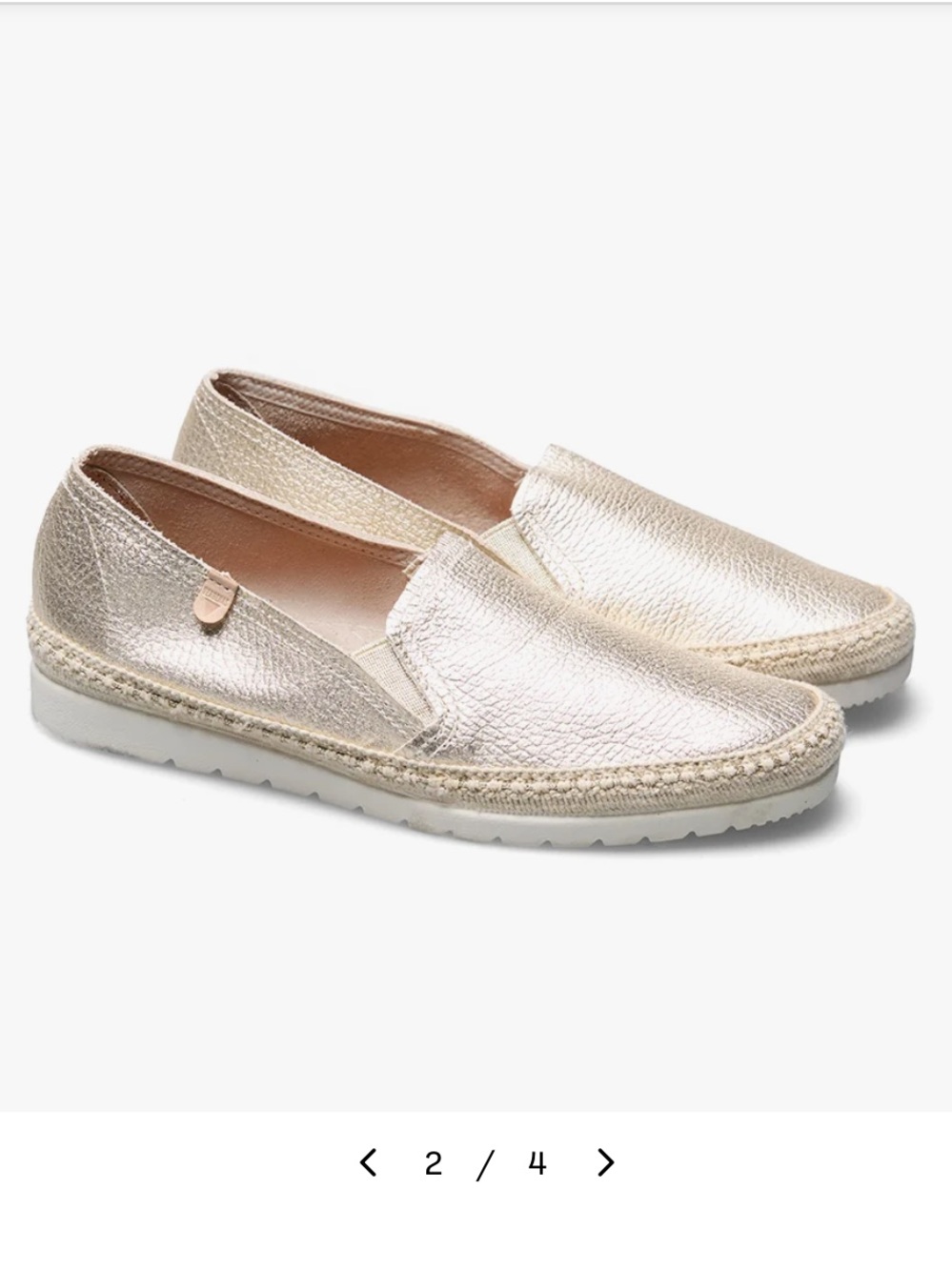 Verbenas Nuria Nucleo Gold Leather Ballet Sneaker Size 40/9 Comfort Resortwear